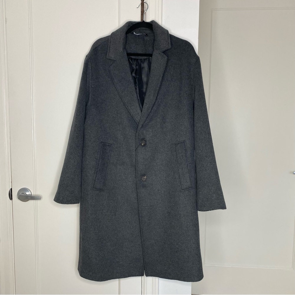 Zara Wool Blend Long Men’s Grey Coat